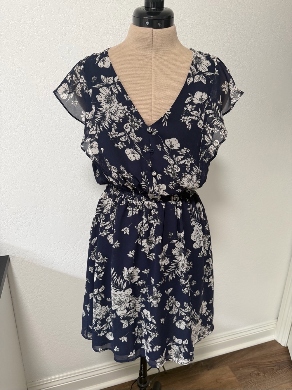 Lucky Brand Navy Mini Dress with White Floral Print